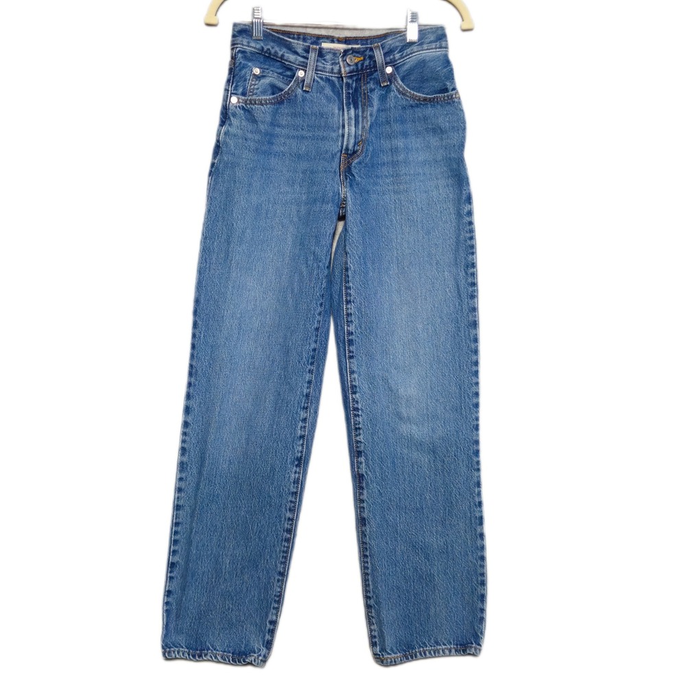 Levis 94 Baggy Jeans Womens 24 Blue Medium Wash High Rise Straight Leg Denim
